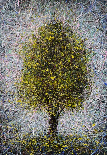 Картина под названием "Listen to how the t…" - Nadiia Antoniuk, Подлинное произведение искусства, Акрил Установлен на Деревя…