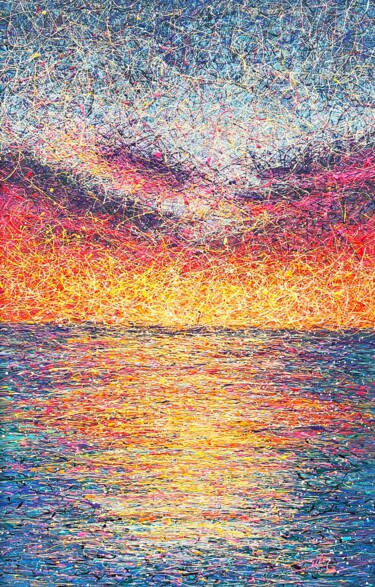 Malerei mit dem Titel "Embracing the sunset" von Nadiia Antoniuk, Original-Kunstwerk, Acryl