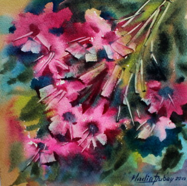 Painting titled "The call of summer" by Nadiia Dubei, Original Artwork, Watercolor