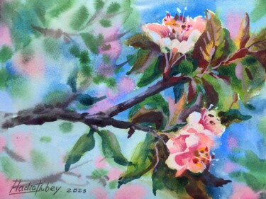 Malerei mit dem Titel "Spring" von Nadiia Dubei, Original-Kunstwerk, Aquarell