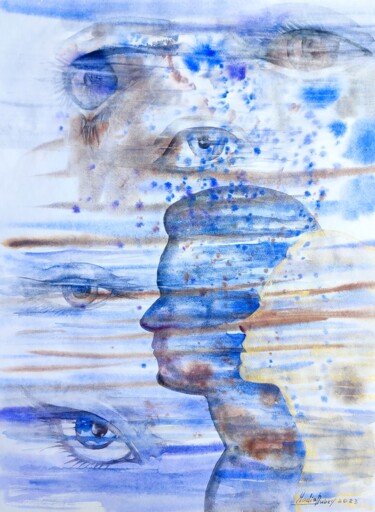 Painting titled "Different views" by Nadiia Dubei, Original Artwork, Watercolor