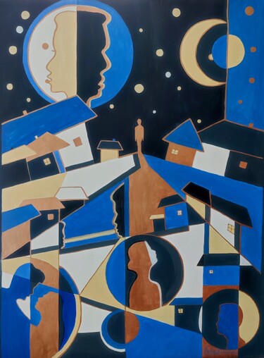 Peinture intitulée "To meet the night" par Nadiia Dubei, Œuvre d'art originale, Acrylique