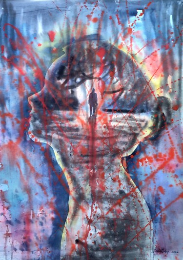 Malerei mit dem Titel "The end" von Nadiia Dubei, Original-Kunstwerk, Aquarell