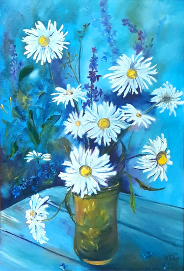 Painting titled "Chamomile" by Nadiia Govor, Original Artwork, Oil