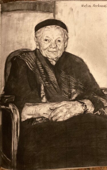 Drawing titled "Irena Sandler" by Nadiia Heckman, Original Artwork, Conté
