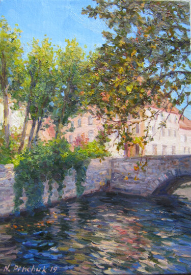 Pintura intitulada "Brücke im Brügge. B…" por Nadiia Pinchuk, Obras de arte originais, Óleo