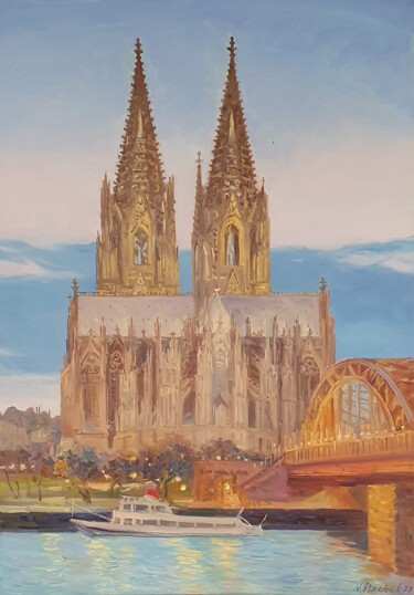 Schilderij getiteld "Dom Köln" door Nadiia Pinchuk, Origineel Kunstwerk, Olie