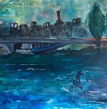 Malerei mit dem Titel "City" von Nadiia Boichenko, Original-Kunstwerk, Acryl