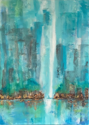 Pittura intitolato "City of lights" da Nadiia Boichenko, Opera d'arte originale, Acrilico