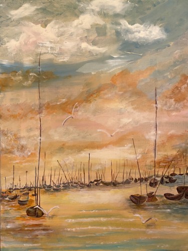 Pintura intitulada "“Warm sea”" por Nadiia Boichenko, Obras de arte originais, Acrílico