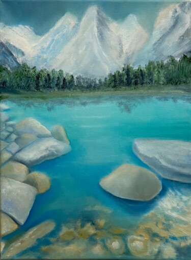 Painting titled "Banf national park" by Nadiia Boichenko, Original Artwork, Oil