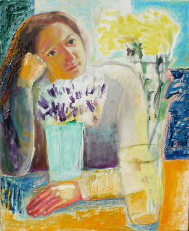 Painting titled "An Actress" by Nadina Pascariu, Original Artwork, Oil
