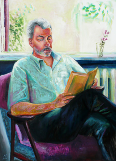 绘画 标题为“Dad Reading in the…” 由Nadina Pascariu, 原创艺术品, 油