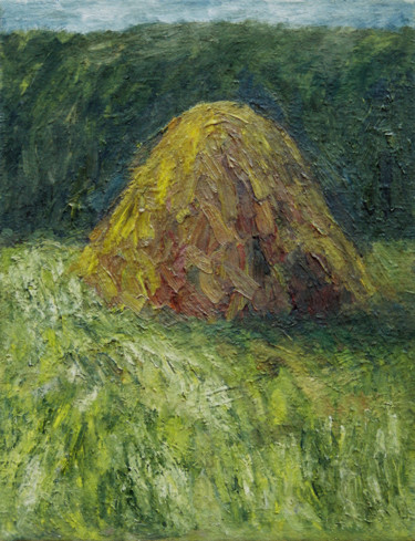 Painting titled "Haystack" by Nadina Pascariu, Original Artwork, Oil