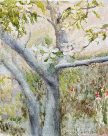 Painting titled "Apple Blossoms" by Nadina Pascariu, Original Artwork, Oil