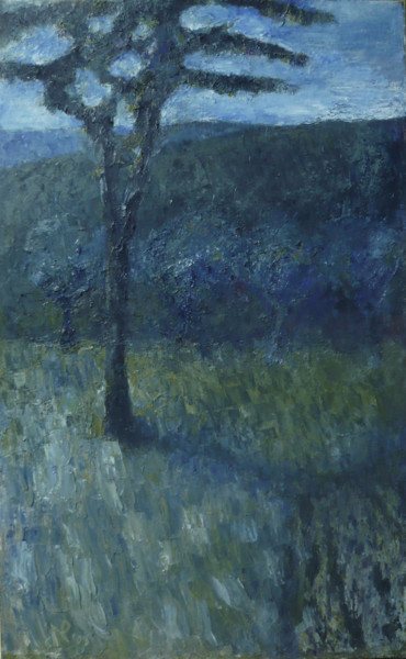 Painting titled "Blue Plum Tree" by Nadina Pascariu, Original Artwork, Oil