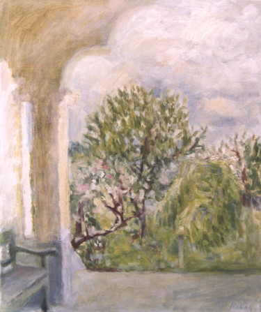 Painting titled "The Porch" by Nadina Pascariu, Original Artwork, Oil