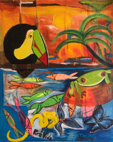 Malarstwo zatytułowany „Pura Vida” autorstwa Nadine Guigonnet (Nadine Baz), Oryginalna praca, Akryl