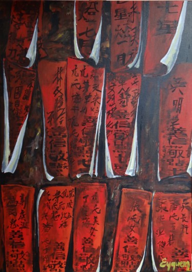 Malerei mit dem Titel "Les prières de Hue" von Eyquem, Original-Kunstwerk, Acryl