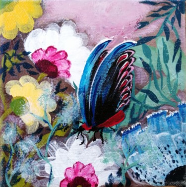 Peinture intitulée "Le papillon" par Eyquem, Œuvre d'art originale, Acrylique