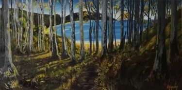 Картина под названием "Pebble Beach en Aus…" - Eyquem, Подлинное произведение искусства, Акрил Установлен на Деревянная пане…