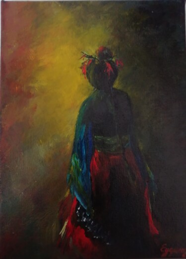 Painting titled "Madame Lee" by Eyquem, Original Artwork, Acrylic Mounted on Wood Panel
