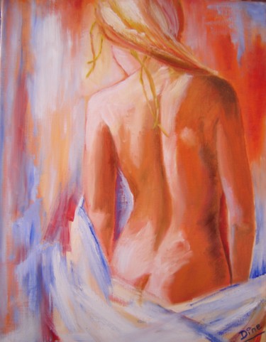 Painting titled "Femme dos-nu" by Nadine Bichon, Original Artwork, Oil