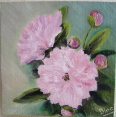 Painting titled "fleurs-pivoine" by Nadine Bichon, Original Artwork