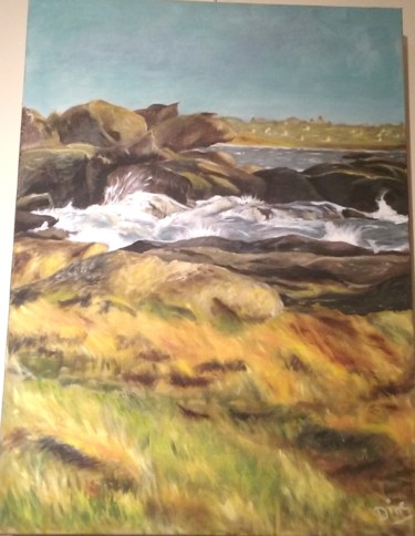 Painting titled "Bretagne nord - Res…" by Nadine Bichon, Original Artwork, Oil