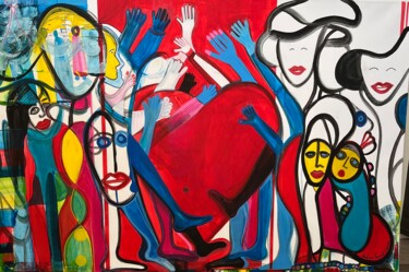 Painting titled "IN LOVE WE TRUST" by Nadine Fayad Comair, Original Artwork, Acrylic
