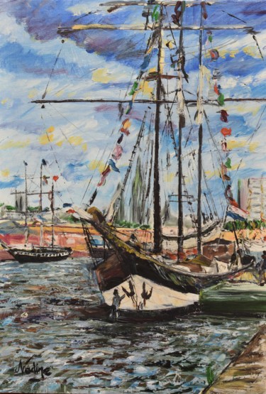 Painting titled "armada 1999" by Nadine Flicourt (nafli), Original Artwork, Oil