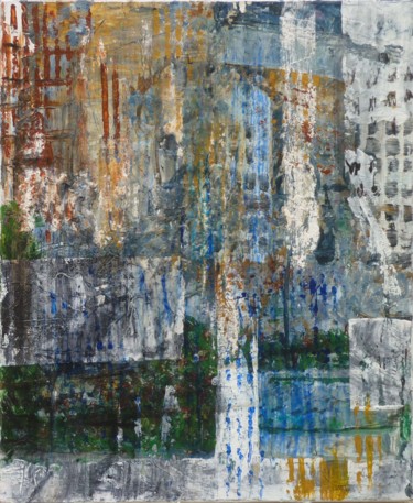 Pintura intitulada "paysage urbain" por Nadine Flicourt (nafli), Obras de arte originais, Tinta