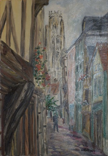 Painting titled "rouen" by Nadine Flicourt (nafli), Original Artwork, Oil
