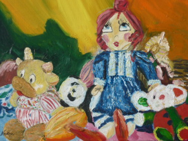Painting titled "jouets" by Nadine Flicourt (nafli), Original Artwork, Oil
