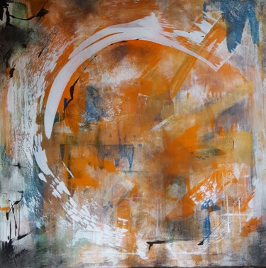 Painting titled "Circle" by Nadine Genesse, Original Artwork, Acrylic Mounted on Wood Stretcher frame