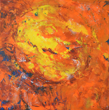 Painting titled "Lune solaire" by Nadine Genesse, Original Artwork, Acrylic