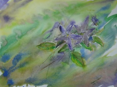 Pintura titulada "Fleurs mauves" por Nadine Genesse, Obra de arte original, Oleo