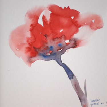 Painting titled "Coquelicot soliflor…" by Nadine Genesse, Original Artwork, Oil