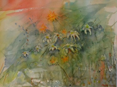 Painting titled "Fleurs des champs" by Nadine Genesse, Original Artwork, Oil