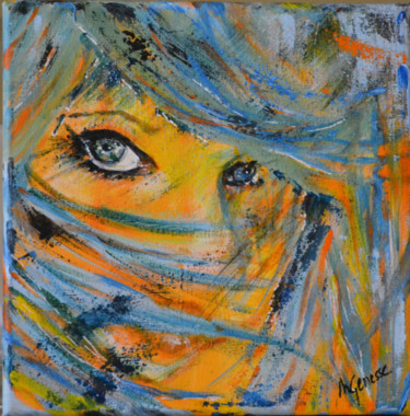 Peinture intitulée "Regard Bleu" par Nadine Genesse, Œuvre d'art originale, Acrylique
