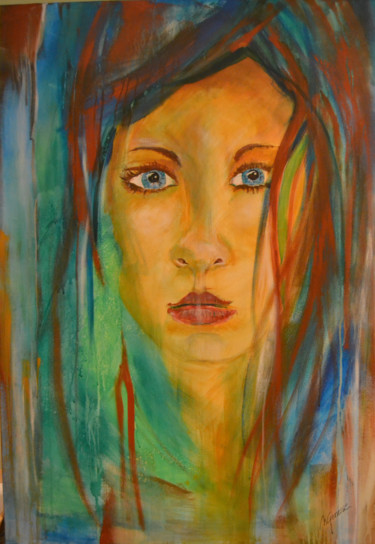 Painting titled "Miss Forest" by Nadine Genesse, Original Artwork, Acrylic