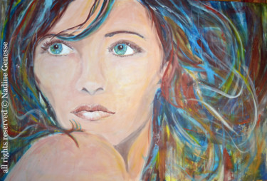 Painting titled "Miss Bliss" by Nadine Genesse, Original Artwork, Acrylic