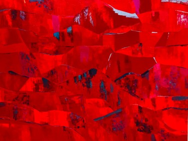 Painting titled "Rouge 1-23" by Nadine Hardy, Original Artwork, Acrylic Mounted on Wood Stretcher frame