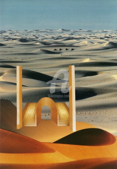 Collages intitulée "Porte du désert" par Nadine Hiver, Œuvre d'art originale, Collages