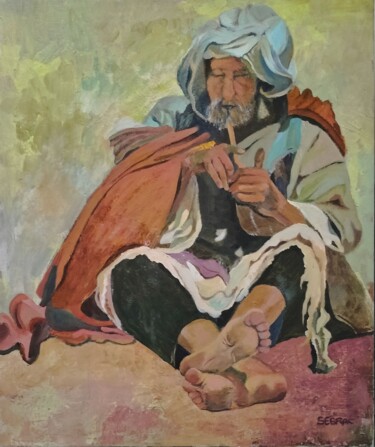 Pittura intitolato "Le fumeur de pipe" da Nadine Imbert, Opera d'arte originale, Acrilico Montato su Telaio per barella in l…