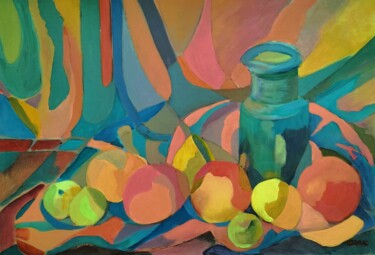 Pintura titulada "Mosaïque de fruits…" por Nadine Imbert, Obra de arte original, Acrílico Montado en Bastidor de camilla de…