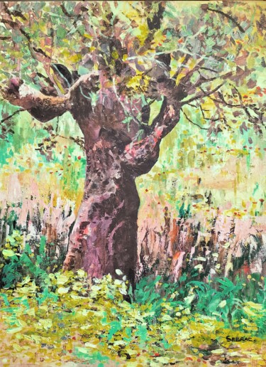 Peinture intitulée "L'olivier" par Nadine Imbert, Œuvre d'art originale, Acrylique Monté sur Châssis en bois