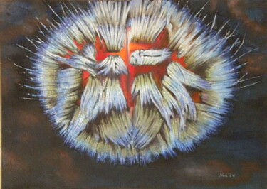 Painting titled "L'OURSIN" by Nadine Jacot (Nad-Ev), Original Artwork