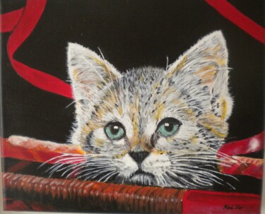 Pintura titulada "MINOU" por Nadine Jacot (Nad-Ev), Obra de arte original