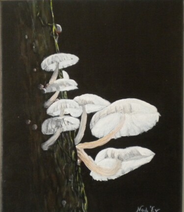 Painting titled "LES CHAMPIGNONS" by Nadine Jacot (Nad-Ev), Original Artwork
